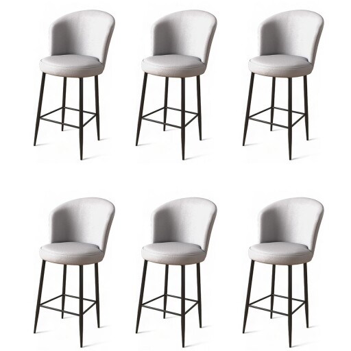 Set scaune de bar 6 piese, Hanah Home, Uras, Gri/Negru