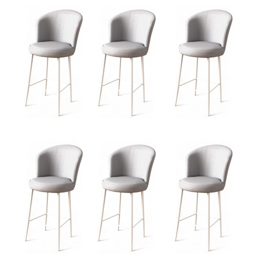 Set scaune de bar 6 piese, Hanah Home, Uras, Gri/Alb