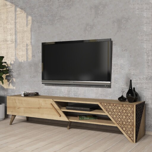 Comoda TV, Hommy Craft, Beril 2, 180x37x40 cm, PAL, Stejar