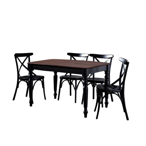 Set masa extensibila si 4 scaune, Hanah Home, Albero16, Nuc negru