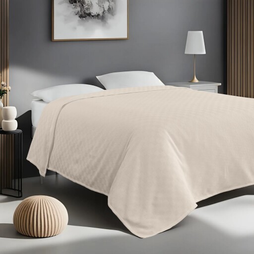 Cuvertura pique Single, Plain - Cream, ICF Bedroom, Bumbac