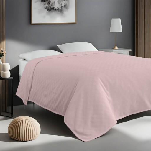 Cuvertura matlasata dubla, Plain - Light Pink, ICF Bedroom, Bumbac
