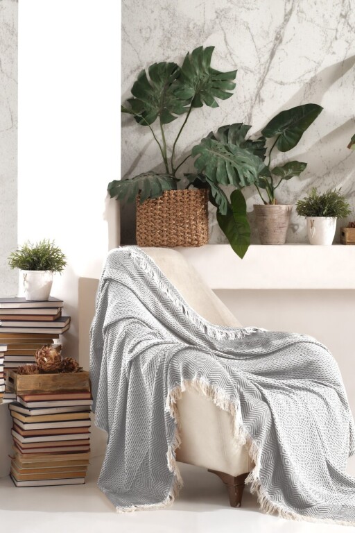 Cuvertura de pat, L&#039;essentiel Maison, Etnik, Gri