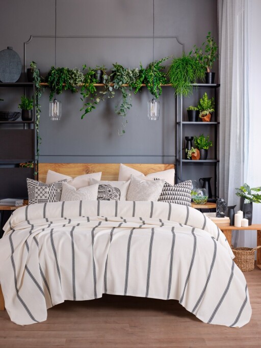 Cuvertura matlasata dubla, Braga - Anthracite, Viaden, Bumbac reciclat