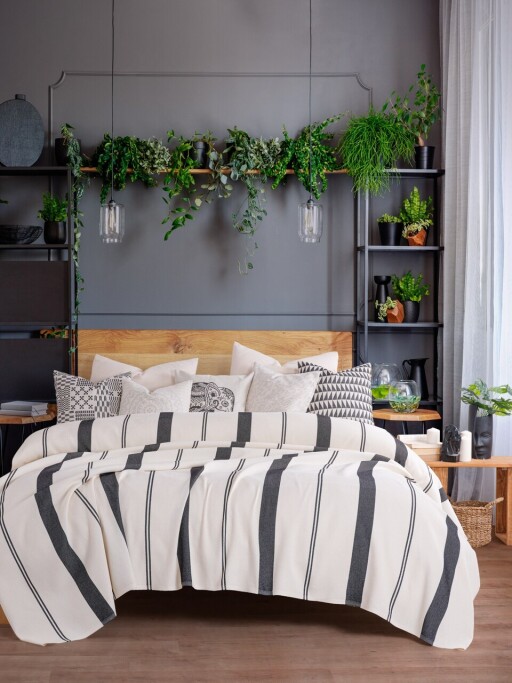 Cuvertura matlasata dubla, Lizbon - Anthracite, Viaden, Bumbac reciclat