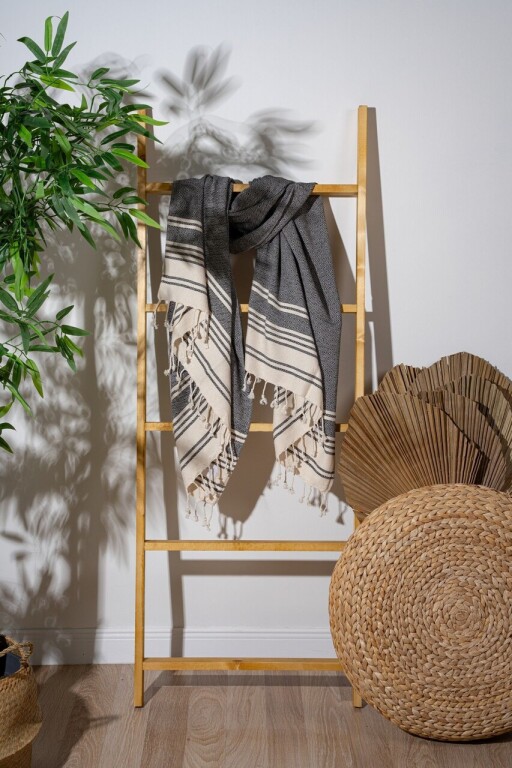 Prosop de plaja, L&#039;essentiel Maison, New Diamond, Negru