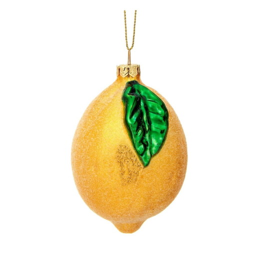 Ornament de Crăciun lucrat manual din sticlă ø 6 cm Shimmering Lemon – Sass & Belle