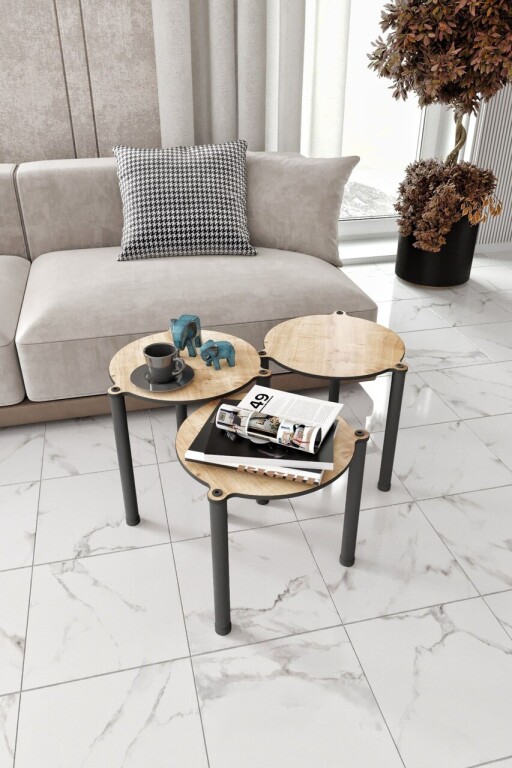 Set masute 3 piese, Poter, Lavia 3, MDF , Stejar