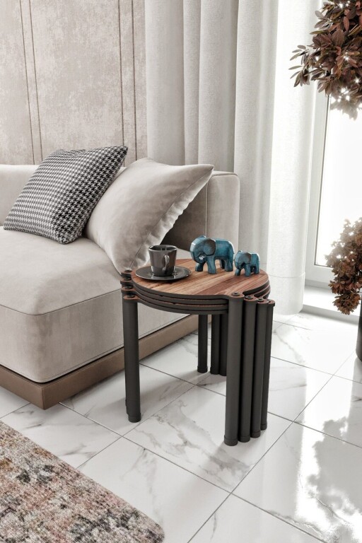 Set masute Nesting 4 piese, Poter, Lavia 4, MDF , Maro