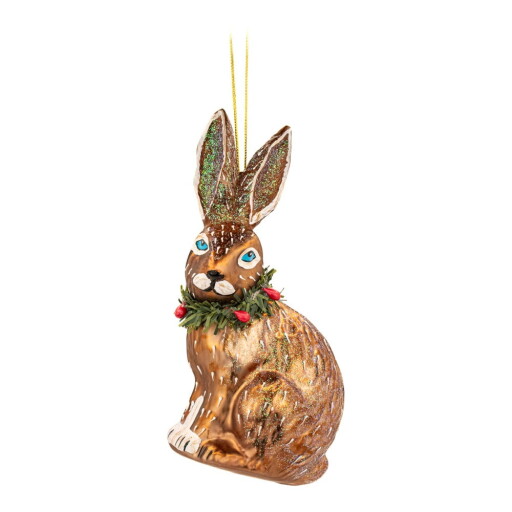 Ornament de Crăciun lucrat manual din sticlă 12,5 cm Festive Hare – Sass & Belle