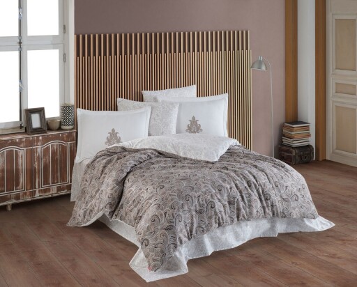 Lenjerie de pat dubla, L&#039;essentiel Maison, Mirabel, Maro/Alb