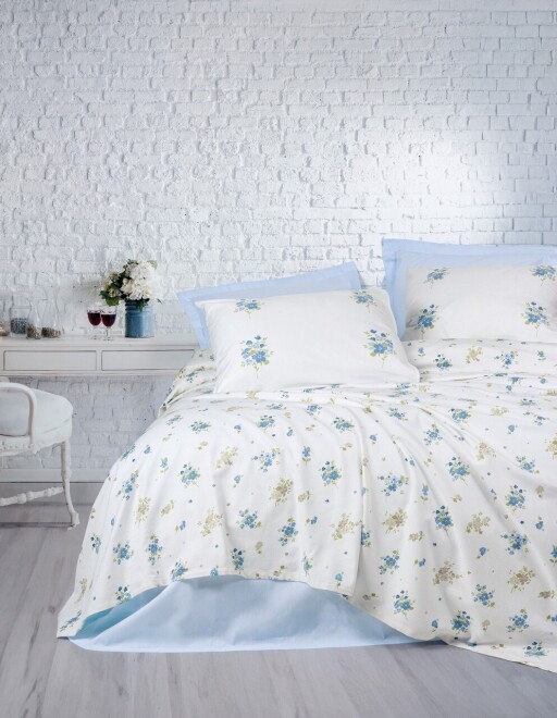 Set cuvertura pique dubla, L&#039;essentiel Maison, Bellus, Albastru