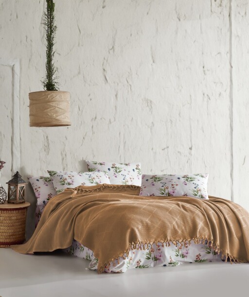 Set cuvertura pique dubla, L&#039;essentiel Maison, Mona v2, Galben mustar