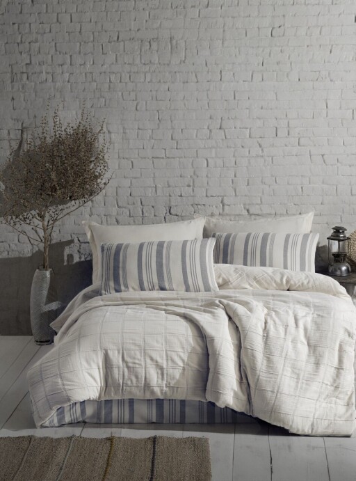 Lenjerie de pat dubla, L&#039;essentiel Maison, Jade, Albastru navy