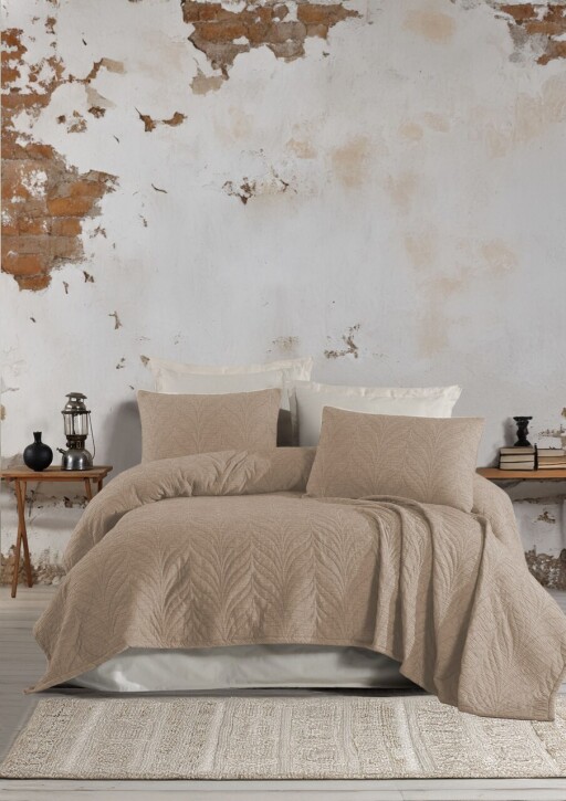 Set cuvertura de pat dubla 3 piese, L&#039;essentiel Maison, Sandeo, Bej