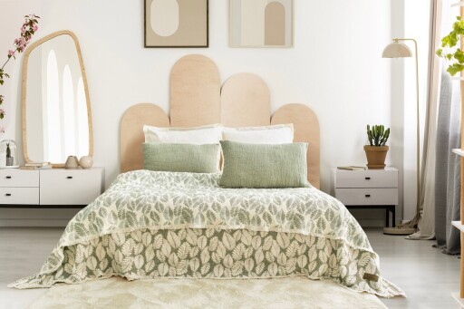 Set cuvertura de pat dubla 3 piese, L&#039;essentiel Maison, Palmy, Verde