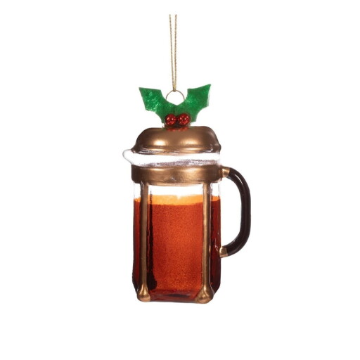 Ornament de Crăciun lucrat manual din sticlă ø 5,5 cm Christmas Cafetiere – Sass & Belle