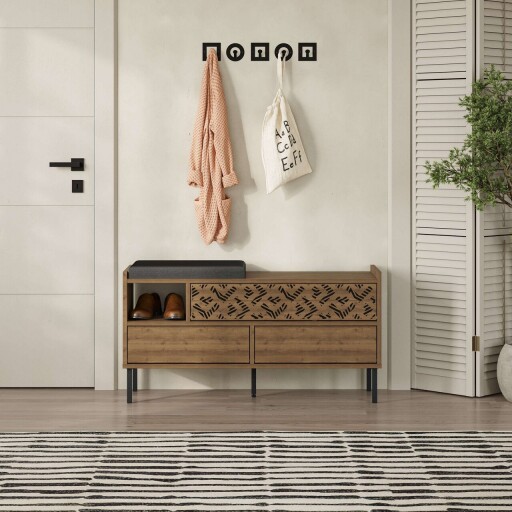 Pantofar, Decortie, Heaton Shoe Bench, 111x56 cm, PAL, Maro