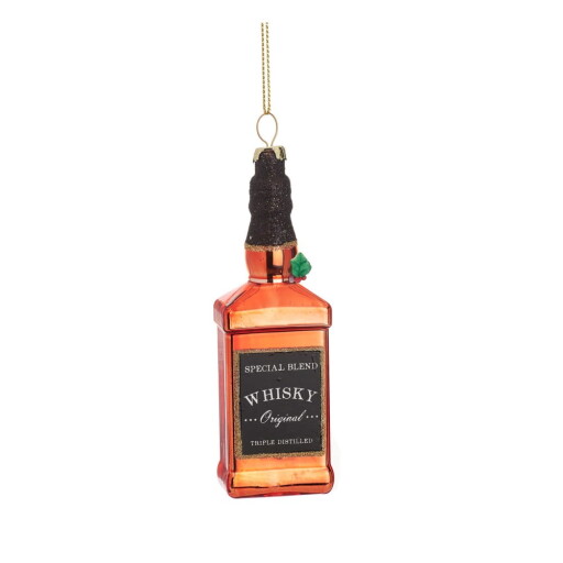 Ornament de Crăciun lucrat manual din sticlă 12 cm Whisky Bottle – Sass & Belle
