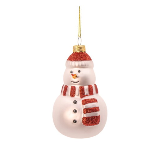 Ornament de Crăciun lucrat manual din sticlă ø 7 cm Snowman – Sass & Belle