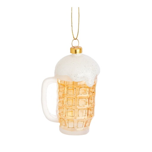 Ornament de Crăciun lucrat manual din sticlă 9,5 cm Frothy Beer – Sass & Belle