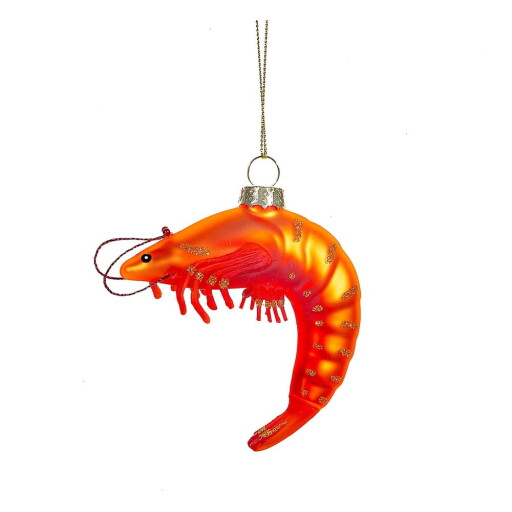 Ornament de Crăciun lucrat manual din sticlă 8 cm King Prawn – Sass & Belle