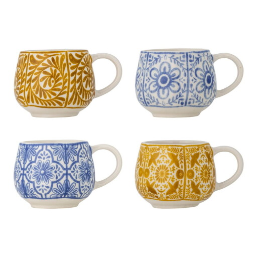 Cești albastre/portocalii 4 buc. pentru espresso din gresie 155 ml Milton – Bloomingville