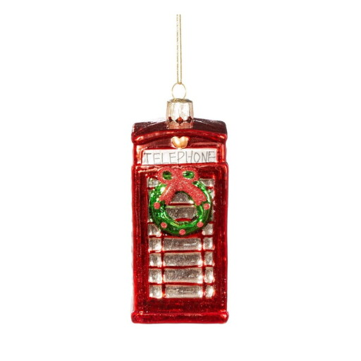 Ornament de Crăciun lucrat manual din sticlă 11 cm Phone Box – Sass & Belle
