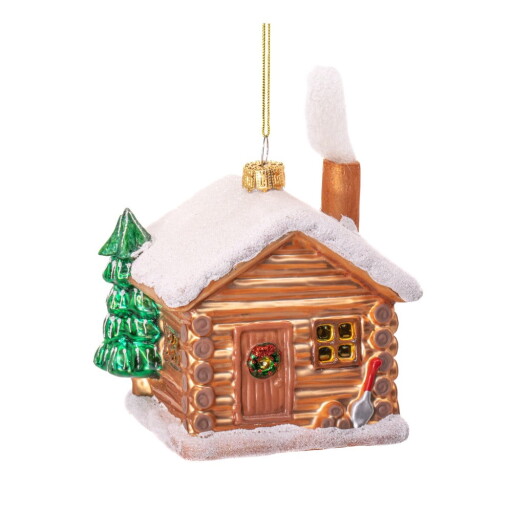 Ornament de Crăciun lucrat manual din sticlă 10 cm Christmas Cabin – Sass & Belle