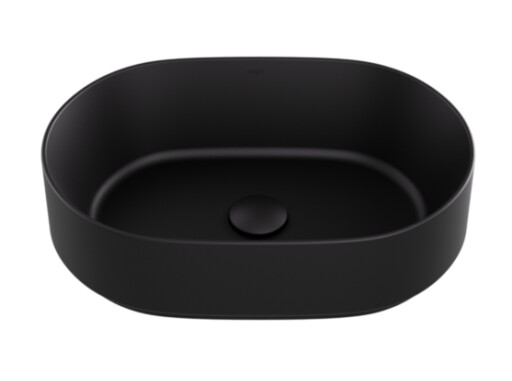 Lavoar tip bol Besco Lova Cera-Line 46x31cm  fara orificiu baterie  fara preaplin  negru mat