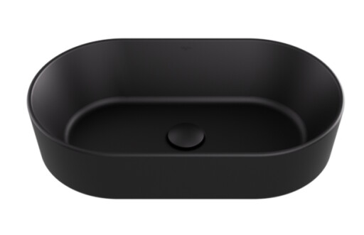 Lavoar tip bol Besco Lova Cera-Line 53x31.5cm  fara orificiu baterie  fara preaplin  negru mat