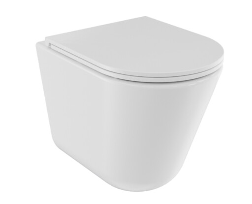 Set vas wc suspendat Besco Laax Ergo Rimless  si capac cu inchidere lenta  alb