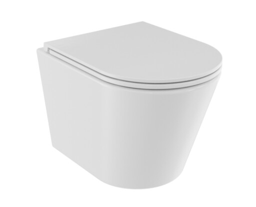 Set vas wc suspendat Besco Laax Rimless  si capac cu inchidere lenta  alb