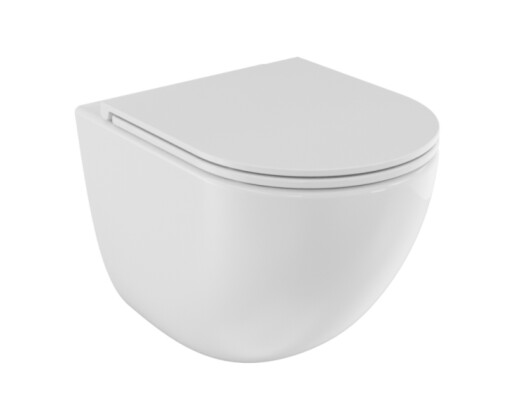 Set vas wc suspendat Besco Aspen Ergo Rimless  si capac cu inchidere lenta  alb