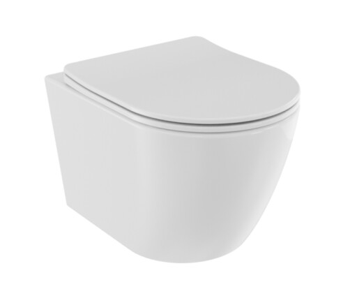 Set vas wc suspendat Besco Aspen Rimless  si capac cu inchidere lenta  alb