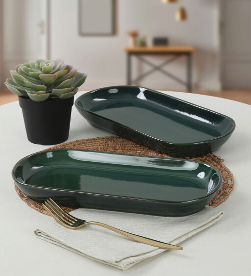 Set platouri servire, Hermia, 275KRM1426, Dishwasher - safe up to 60 °C / Microwave - safe, Verde