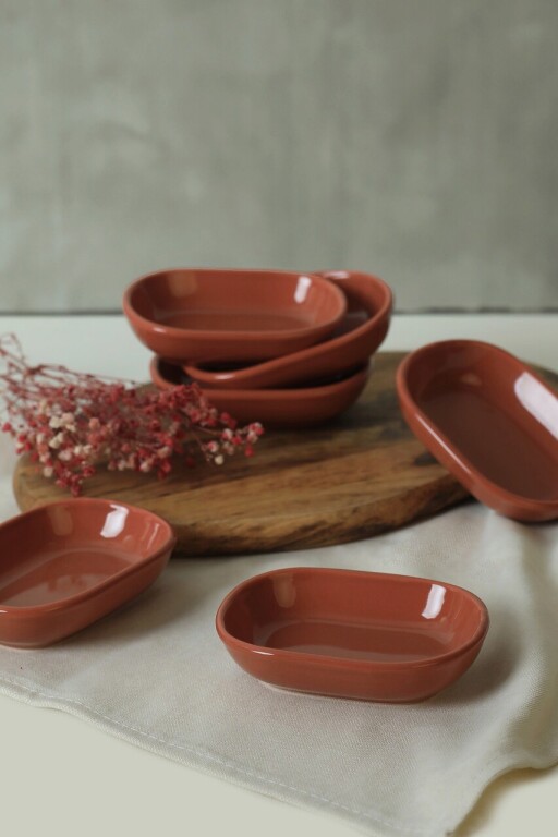 Set platouri servire, Keramika, 275KRM2194, Ceramica , Nu absoarbe apa, Maro