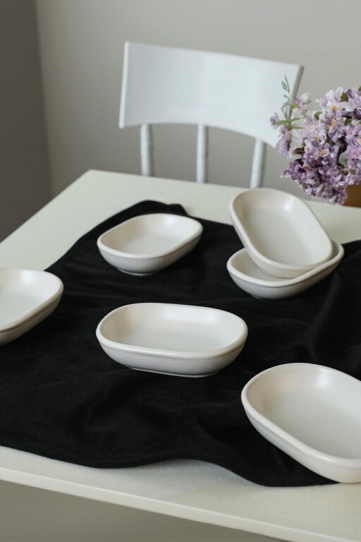 Set boluri pentru aperitive, Keramika, 275KRM2136, Ceramica , Nu absoarbe apa, Alb mat