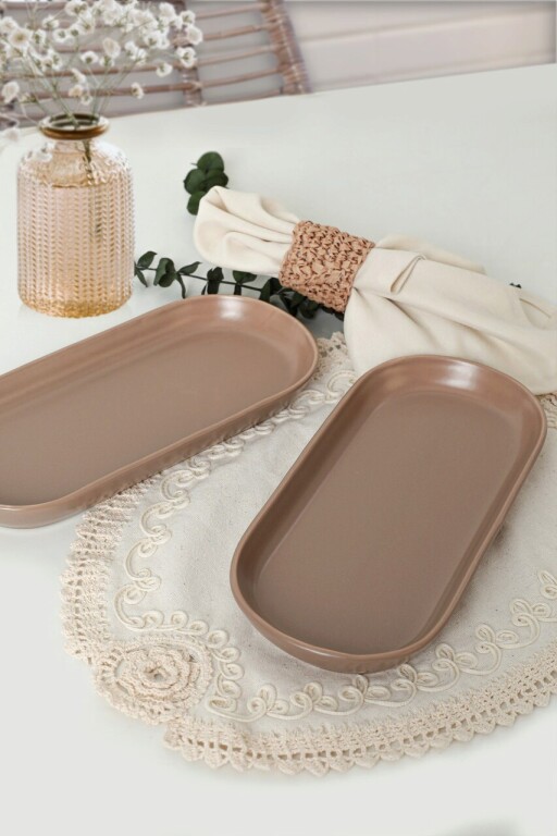 Set platouri servire, Keramika, 275KRM1888, Ceramica , Nu absoarbe apa, Grej