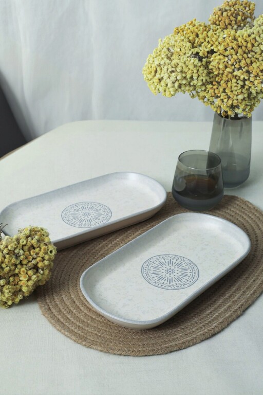 Set platouri servire, Keramika, 275KRM2152, Ceramica , Nu absoarbe apa, Alb mat