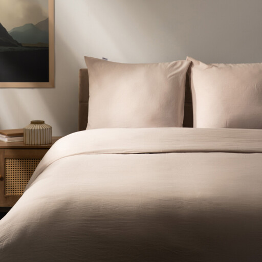 Lenjerie de pat King Size, Maisy, Homla, 3 piese, 200x220 cm, microfibra din poliester, bej