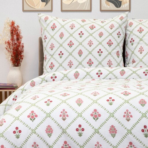 Lenjerie de pat King Size, Narine, Homla, 3 piese, 200x220 cm, microfibra din poliester, multicolor