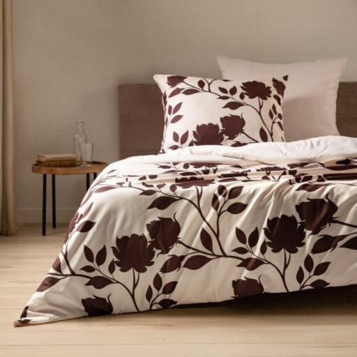 Lenjerie de pat dubla Linda, Homla, 3 piese, 160x200 cm, microfibra din poliester, crem/maro