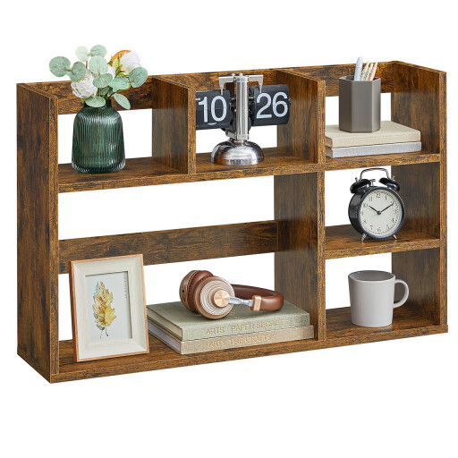 Corp biblioteca / raft de organizare birou si bucatarie, Vasagle, 80x20x50 cm, PAL, maro rustic