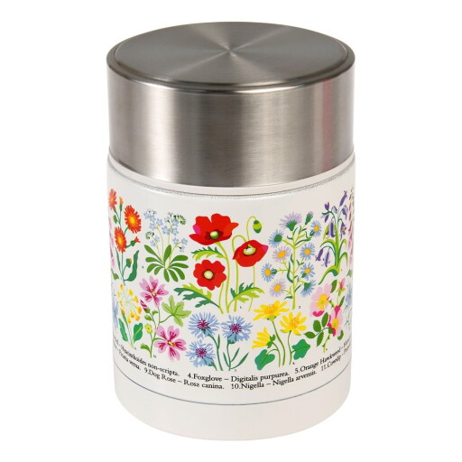 Termos crem-argintiu pentru mâncare, pentru copii 450 ml Wild Flowers – Rex London
