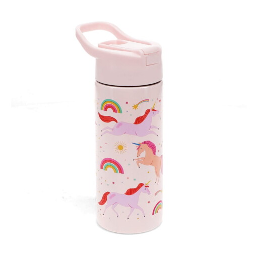 Sticlă pentru copii roz-deschis din oțel inoxidabil 500 ml Unicorn – Rex London