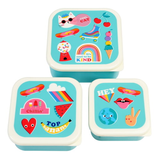 Cutii de gustări pentru copii turcoaz 3 buc. Top Banana – Rex London
