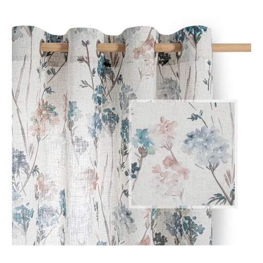 Draperie albastru-deschis/crem 135x250 cm Flosi – Restilo