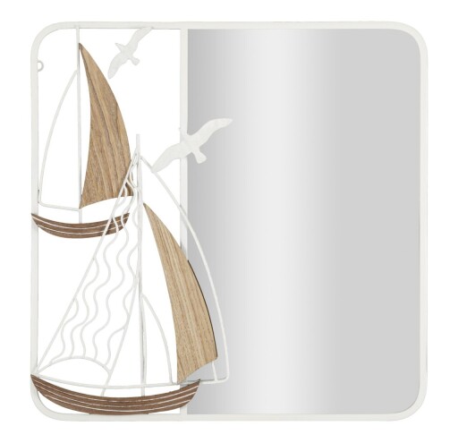 Oglinda de perete Adriatic, Mauro Ferretti, 60x60 cm, MDF/fier, alb&#039;maro