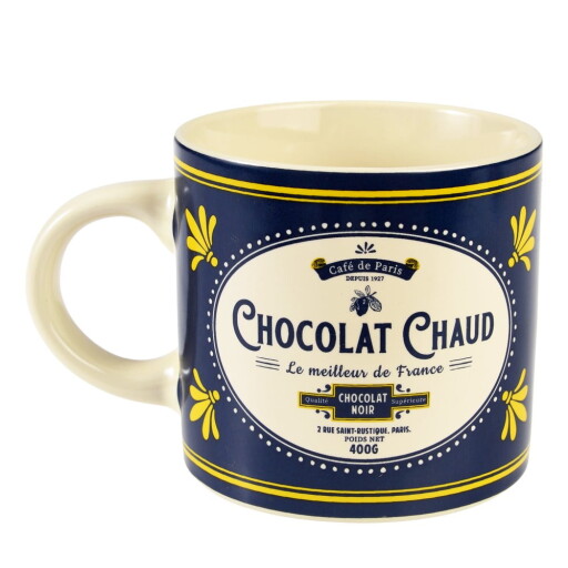 Cană albastru-închis/crem din ceramică 350 ml Chocolat Chaud – Rex London